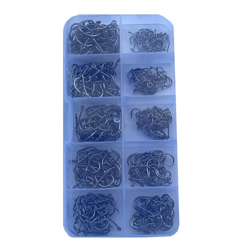 Kit 400 Anzuelos De Pesca De Acero Al Carbono Agua Salada Dulce 10 Tamaños | (400PCS) Ind. Pack - Imagen 4