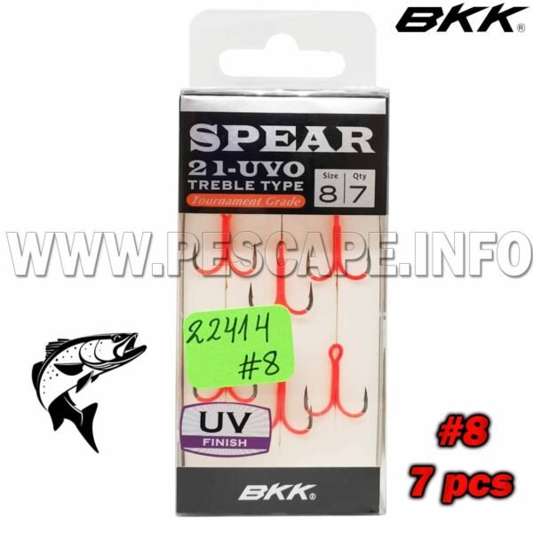 ANZUELO TRIPLE BKK SPEAR-21 UVO A-ET-6142 #8 (7 pcs) IND. PACK