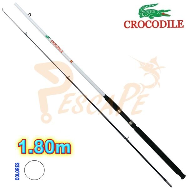 Caña Crocodrile 1.80m Alta calidad 2 cuerpos Fibra de Vidrio -White