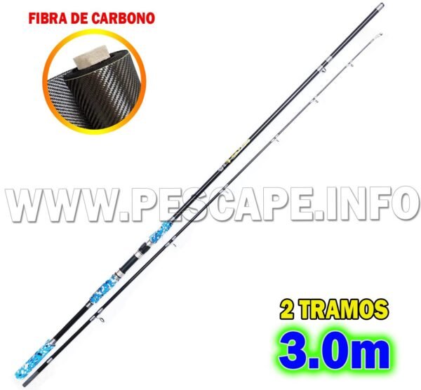 Caña Fibra de carbono 3.0m Toray camuflado Blue Spinning Glossy