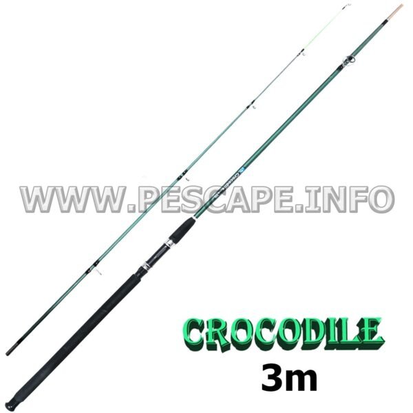 Caña de pescar crocodile 3m spinning 2 piezas – verde