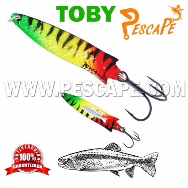 Cuchara Toby PescaPe® Spoon Lure Cuchara para Truchas 14g Red Tiger Rasta