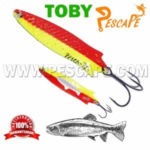 Cuchara Toby PescaPe® Spoon Lure Cuchara para truchas 14g Gray Yellow Red