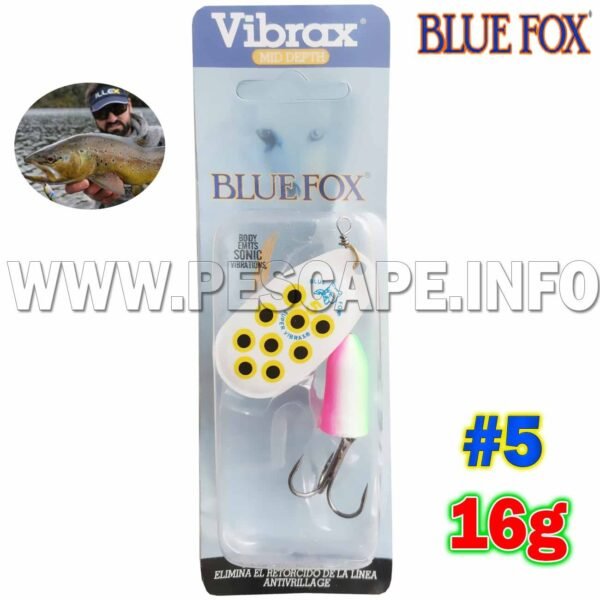 Cucharilla Blue Fox Vibrax Classic Vibrax #5 – 16g Metal Giratorio | White