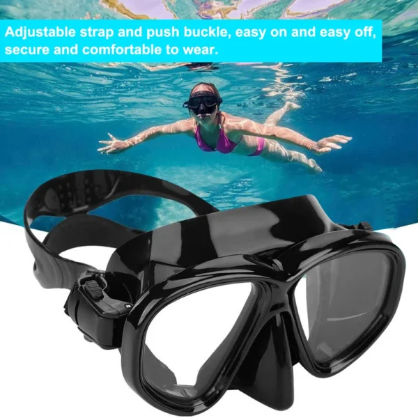 Máscara de buceo Caretas vidrio templado PC silicona resistente Negro