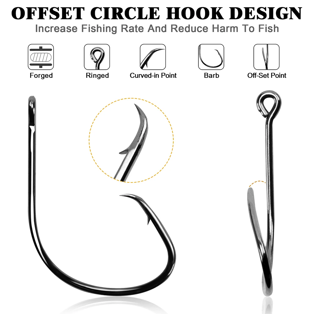 Kit de anzuelos de pesca Goture #5/0 acero alto en carbono 50 unids - Imagen 2