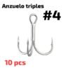 Anzuelo triple Para señuelos Alto en carbono #4 - 10pcs Bolsa