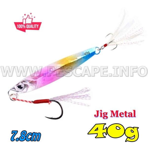 Jig Señuelos de Pesca Metal 40g 3D duro hundimiento 7.8cm | Color 2