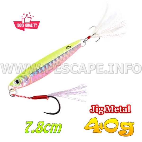 Jig Señuelos de Pesca Metal 40g 3D duro hundimiento 7.8cm | Color 7