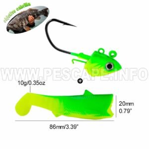 Vinilo de silicona Jig señuelo 11.5cm 50gr Cabrillas LENGUADO Amarillo Verde