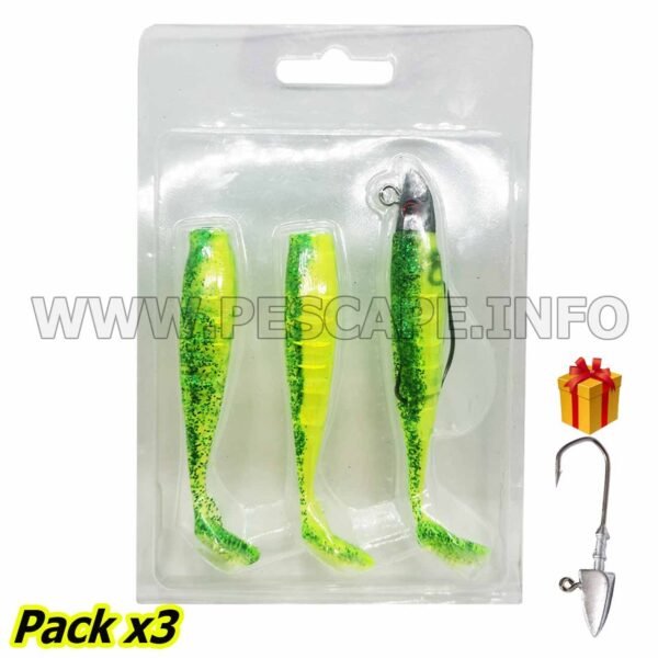 Jigging Señuelos de Pesca Aritificial X3 27gr  + Jig 20G - Green