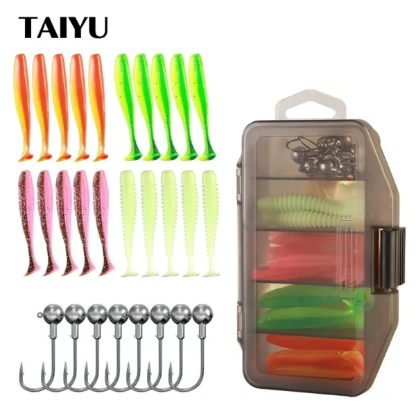 Juego de Vinilos de pesca con Plomo 33 piezas caja Resistente
