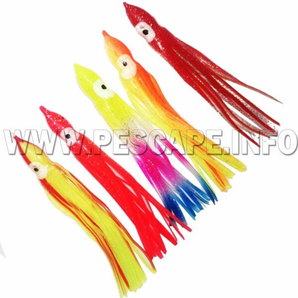 Kit Señuelos Calamar Pulpo Silicona 5 colores diferentes M1
