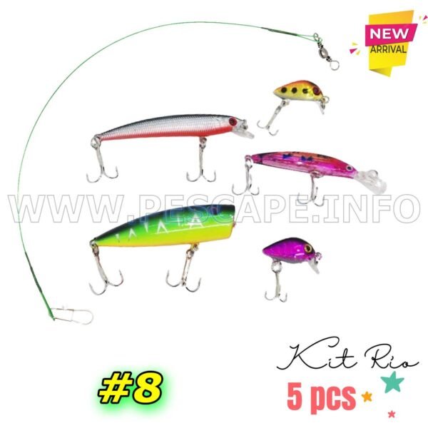 Kit de Señuelos de Pesca mixtos Ríos lago trucha 5pcs + líder #8