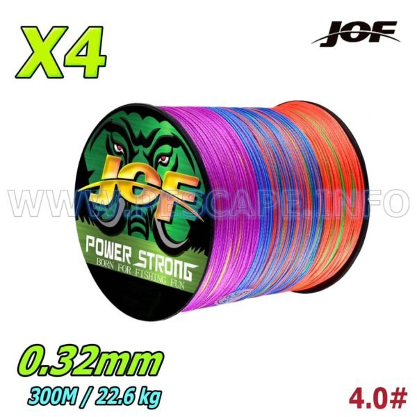 Multifilamento JOF POWER STRONG X4 0.32mm Fishing 22.6kg MultiColor 300m