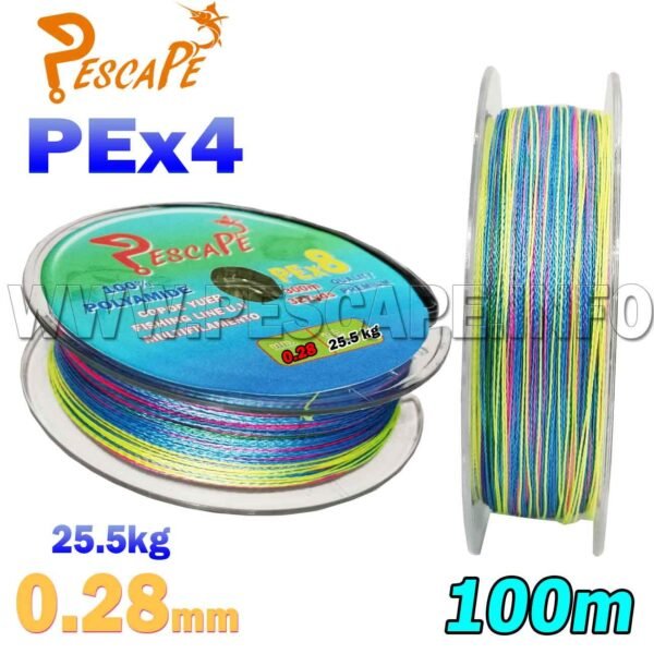 Multifilamento X4 hebras polyamide 0.28mm 25.5kg 100m Multicolor