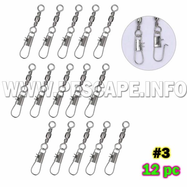 Pack Snap con Sacavuelta #3 para pesca - 12pcs