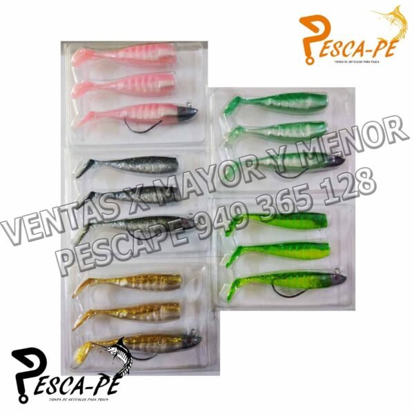 Paquete Señuelo pez blando con un anzuelo (3unds) 8cm