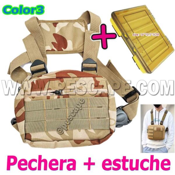 Pechera de pesca Lona Táctica 3 divisiones + Estuche Color3