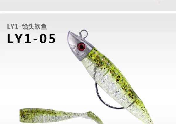 Jig vinilos de Pesca Aritificial X3 27gr + Jig 20G - VERDE OSCURO - Imagen 2