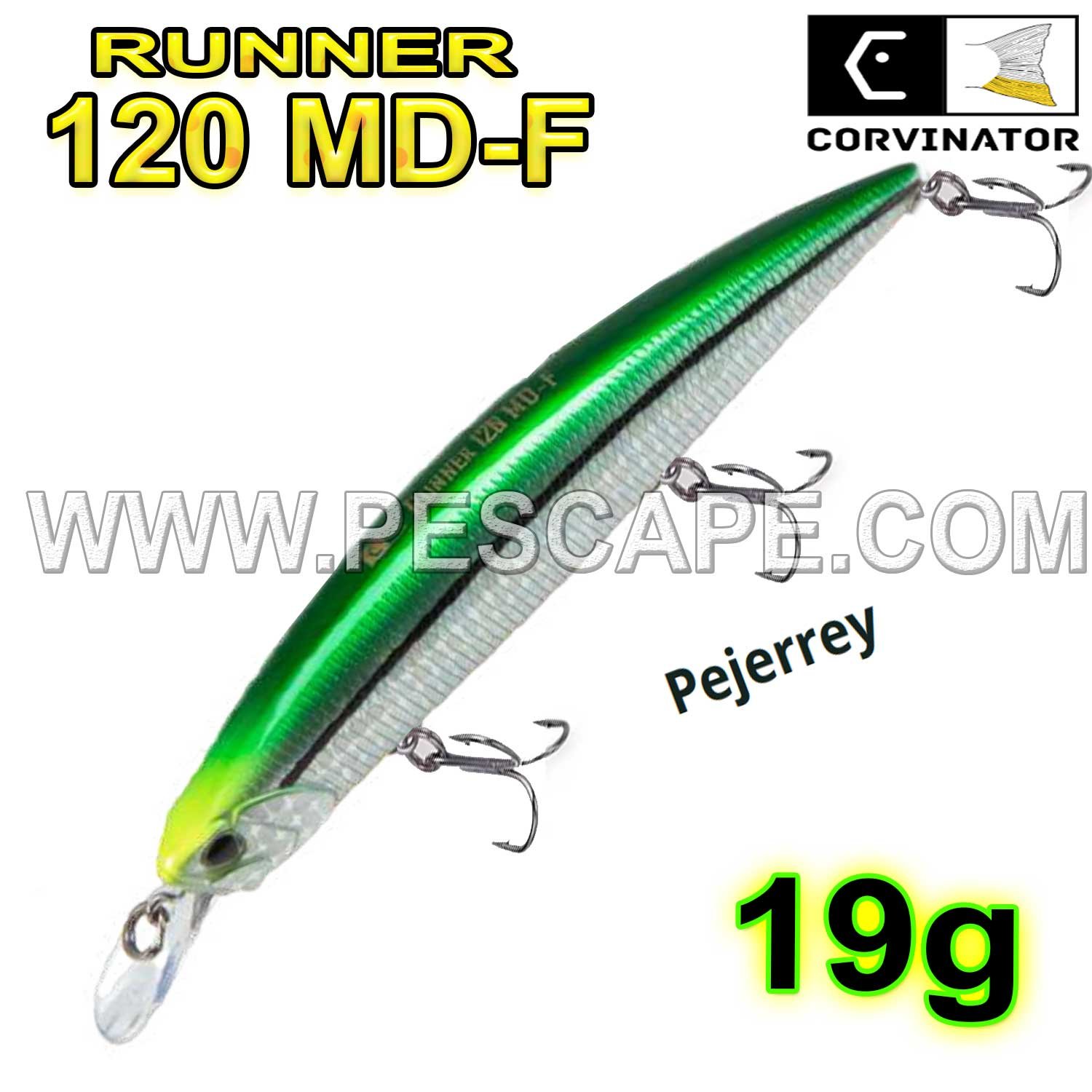 SEÑUELO CORVINATOR 120MM MD-F PEJERREY 19gr Anzuelo BKK