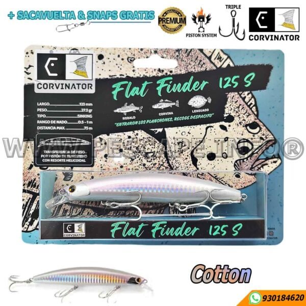 SEÑUELO CORVINATOR FLAT FINDER 125S MINNOW 27.5GRS Lenguado Corvina Para Pesca | COTTON IND.PACK