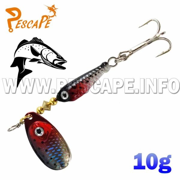 Señuelo de Metal giratorios 10g Cucharilla 7cm Spinner 3D Gris Rojo