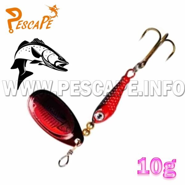 Señuelo de Metal giratorios 10g Cucharilla 7cm Spinner 3D Red Black