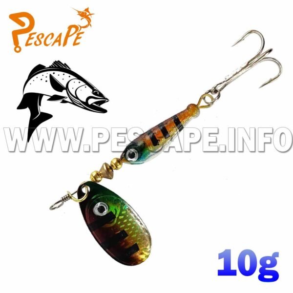 Señuelo de Metal giratorios 10g Cucharilla 7cm Spinner 3D - Verde Rayas