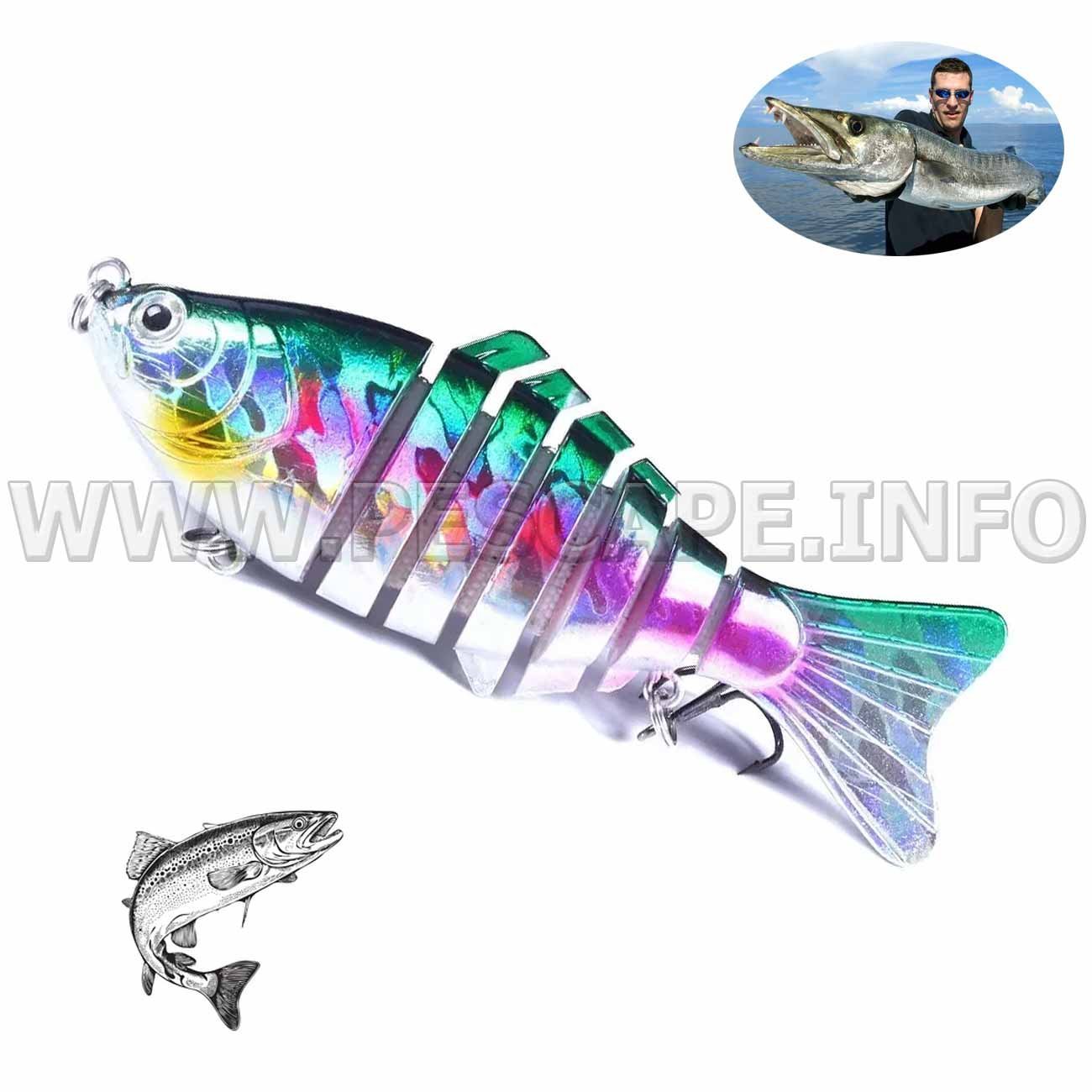 Señuelo de pesca anudado sumergido Minnow Realista 3D (1 pcs) Color3