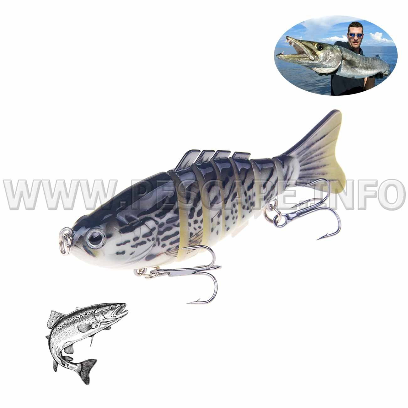 Señuelo de pesca anudado sumergido Minnow Realista 3D (1 pcs) Color5