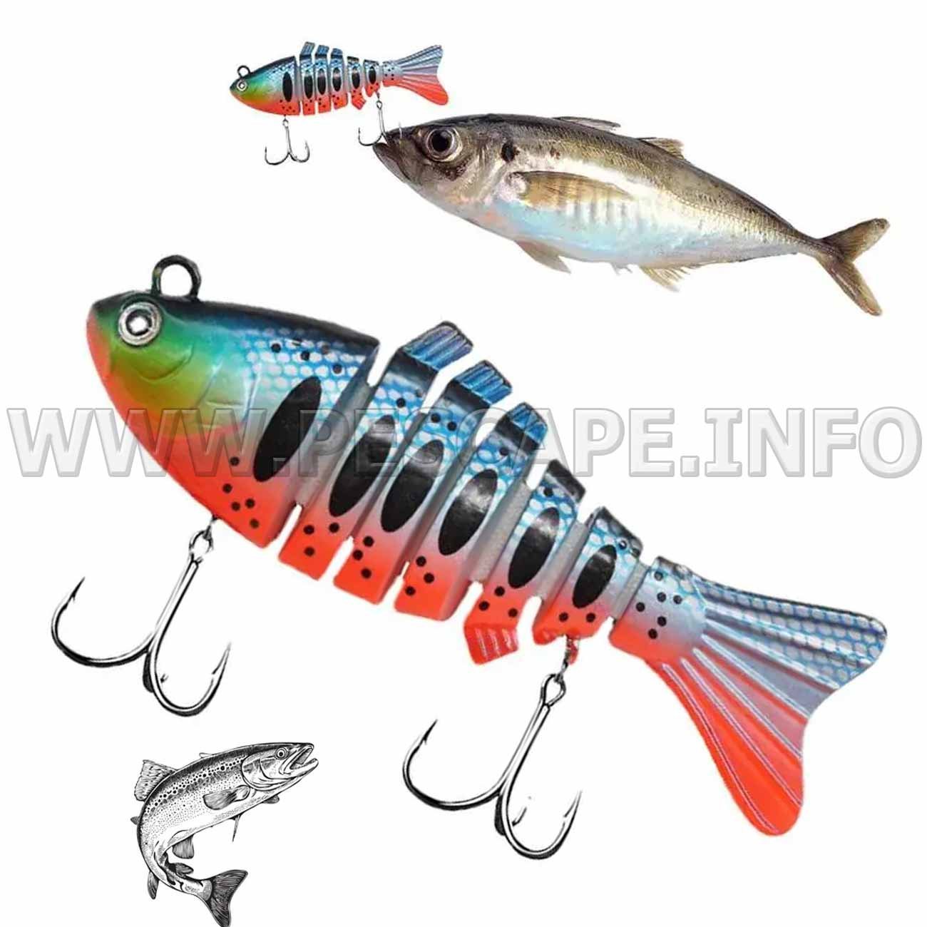 Señuelo de pesca anudado sumergido Minnow Realista 3D (1 pcs) Color6