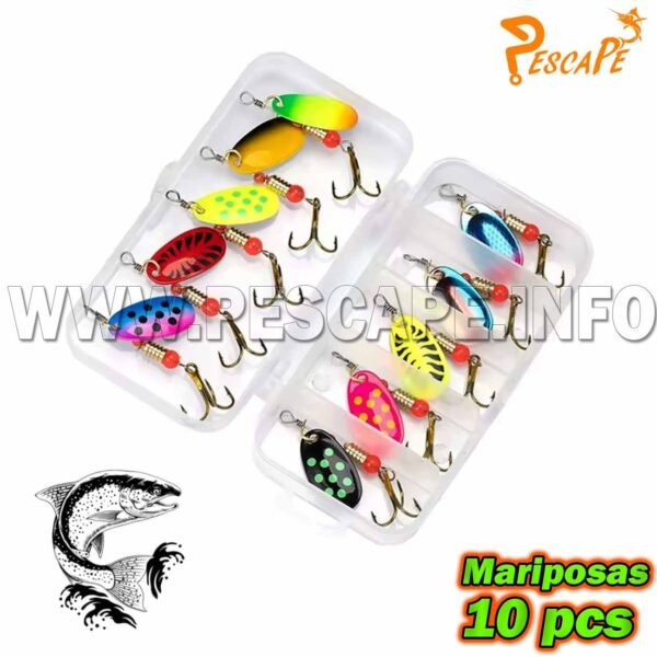 Set Mariposas Spinner Pesca Señuelo Metal Lentejuelas SUPERBAIT Para truchas Set 10 piezas