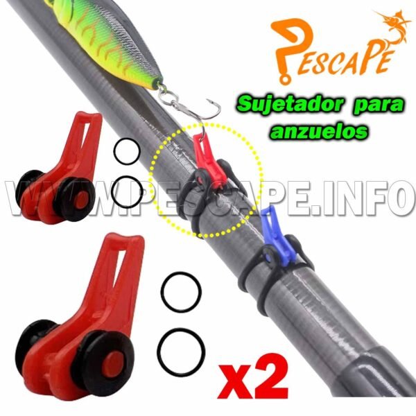 Sujetador de caña para anzuelos señuelos gancho Rojo (2 pcs)