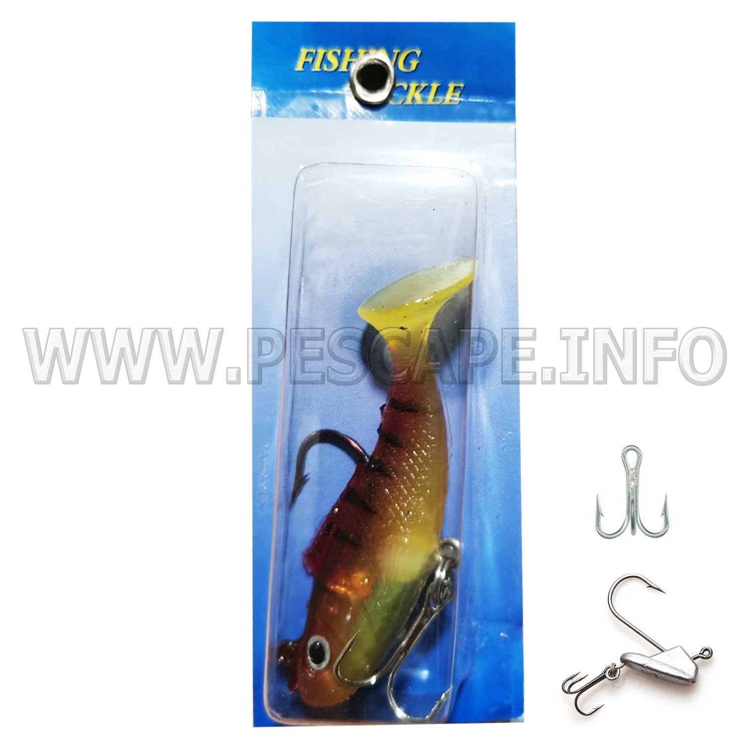 Vinilo para pesca con 2 anzuelos 6cm Señuelo realista 3D Color3