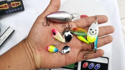 Señuelo de Metal giratorios 18g Cucharilla 6cm Spinner 3D para trucha Green Tiger