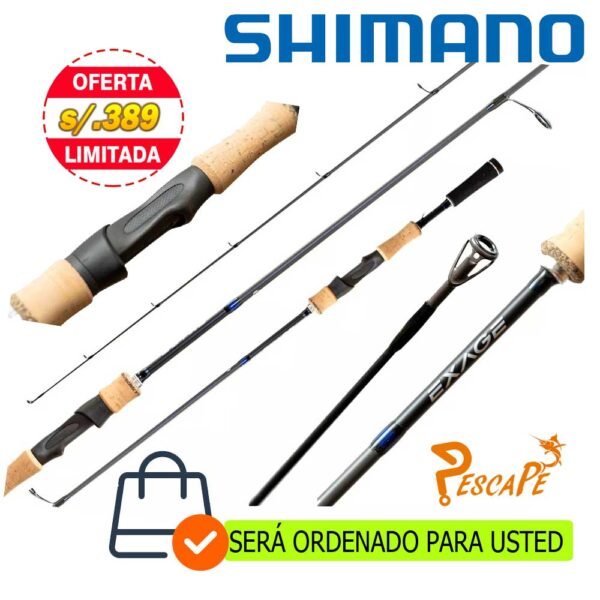 Caña Shimano Exage Spinning 2.10m 7´0″ grafito 30 TON Heavy 20-42g Acción Rápida 2pcs