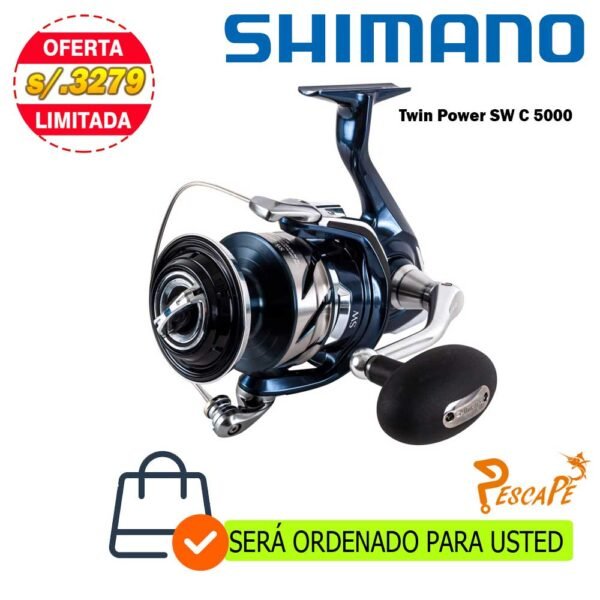 Carrete Shimano Twin Power SW C 5000 Freno 13Kg Rodamientos 10+1