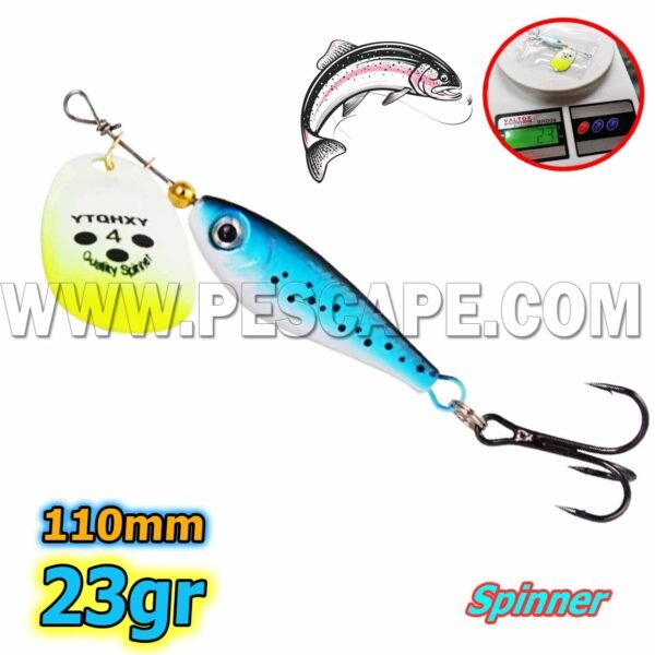 Señuelo Cucharilla Spinner para Trucha 23gr cebos duros cuchara Metal 110cm Blue