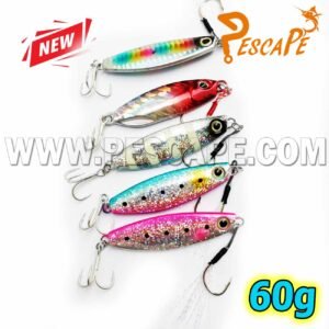 Jig de metal para pesca 60g Triple Anzuelo 3D Realista Tricolor