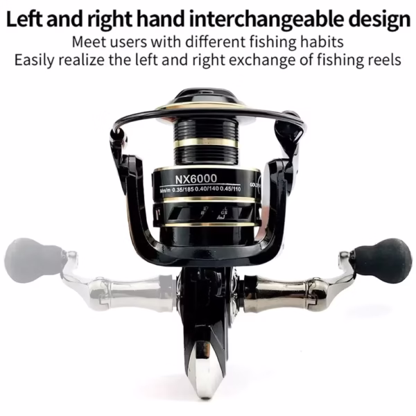 Carrete de Pesca Spinning Reel NX6000 Grafito Aluminio Black - Imagen 2