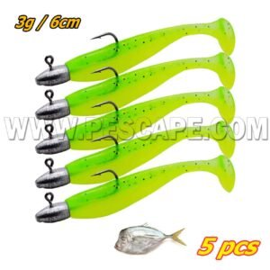 Set de vinilos Jig para pesca 6cm Espejos Truchas Cachema 3g Green (5pcs)
