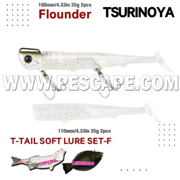 Vinilo de pesca TSURINOYA T- Tail efectivo 110mm 35g White Caramelo