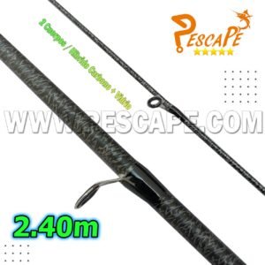 CAÑA DE PESCAR 2.4M Spinning Hibrido Carbon + Vidrio Black Camuflado 2 Tramos