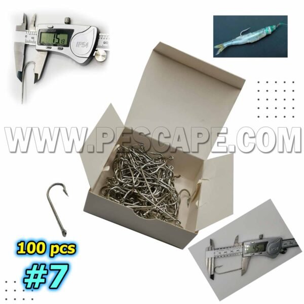 Caja de anzuelos #7 para Pejerrey Captura Lenguado (100pcs) - Imagen 2