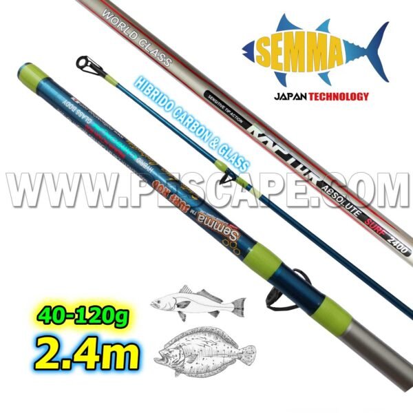 Caña de Pescar 2.4m Semma Surf Rod Hibrido Carbon Glass 40-120g Alta Calidad Blue Grey - Imagen 2