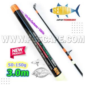 Caña de Pescar 3.0m Semma Lenguado Absolute Surf Hibrido Carbon Glass 50-150g Alta Calidad Orange