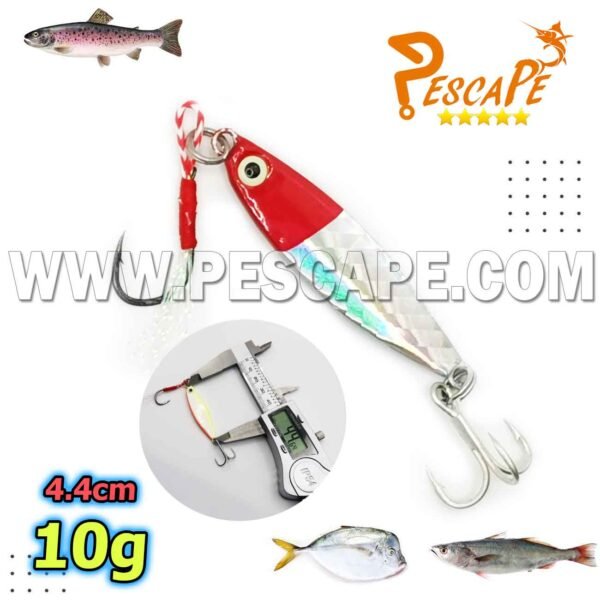 Jig Señuelo de Pesca Metal 4.4cm para ríos Lagos Laguna 10g Cabeza Roja