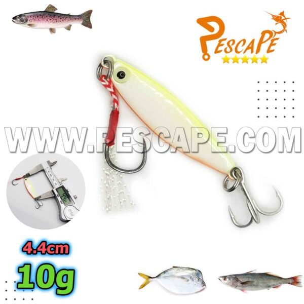 Jig Señuelo de Pesca Metal 4.4cm para ríos Lagos Laguna 10g Yellow White