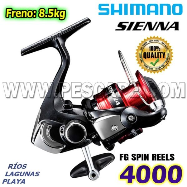 CARRETE SHIMANO SIENNA 4000 ALUMINIUM DRAG 8.5kg Red Black spinning